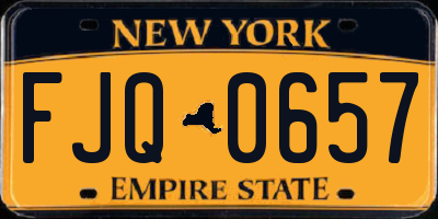 NY license plate FJQ0657