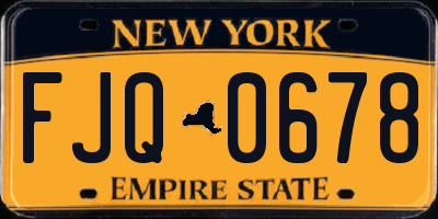 NY license plate FJQ0678
