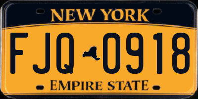 NY license plate FJQ0918