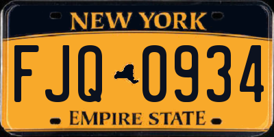 NY license plate FJQ0934
