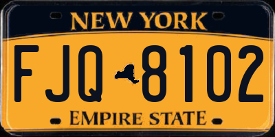 NY license plate FJQ8102