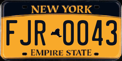 NY license plate FJR0043
