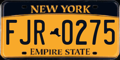 NY license plate FJR0275