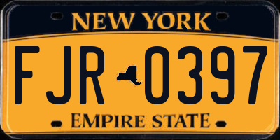 NY license plate FJR0397