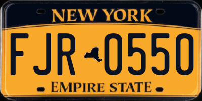 NY license plate FJR0550