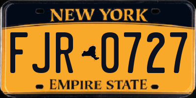 NY license plate FJR0727