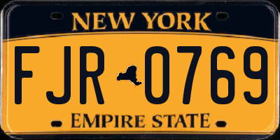 NY license plate FJR0769