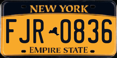 NY license plate FJR0836