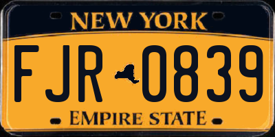 NY license plate FJR0839