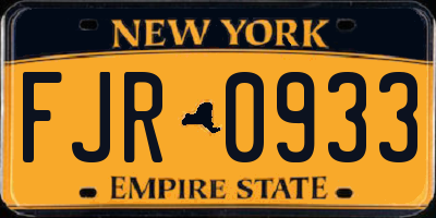 NY license plate FJR0933