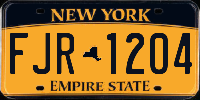 NY license plate FJR1204
