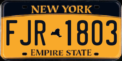 NY license plate FJR1803