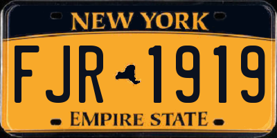 NY license plate FJR1919