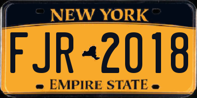 NY license plate FJR2018