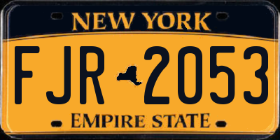 NY license plate FJR2053