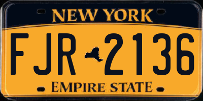 NY license plate FJR2136