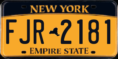 NY license plate FJR2181