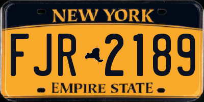 NY license plate FJR2189