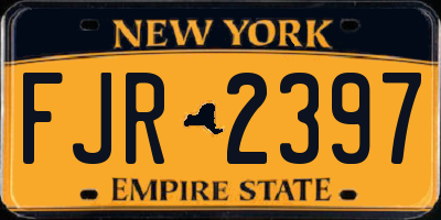 NY license plate FJR2397