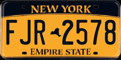 NY license plate FJR2578