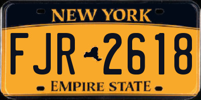 NY license plate FJR2618