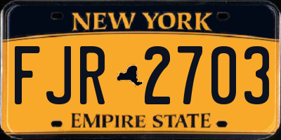 NY license plate FJR2703