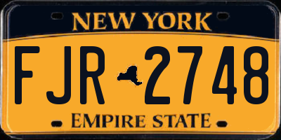 NY license plate FJR2748