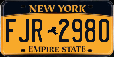 NY license plate FJR2980