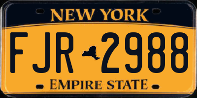 NY license plate FJR2988