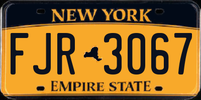 NY license plate FJR3067
