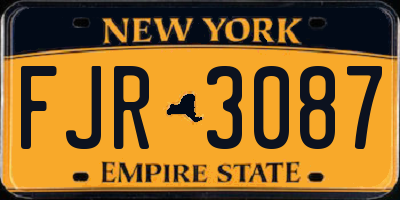 NY license plate FJR3087