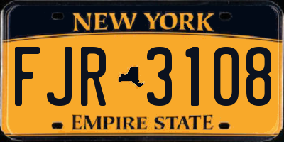 NY license plate FJR3108