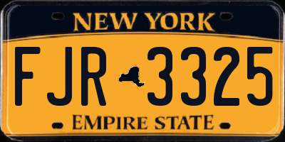 NY license plate FJR3325
