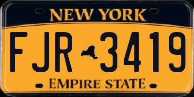 NY license plate FJR3419
