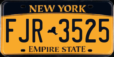 NY license plate FJR3525