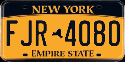 NY license plate FJR4080