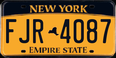 NY license plate FJR4087