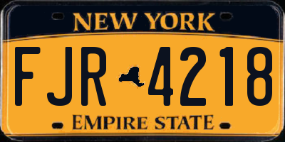 NY license plate FJR4218