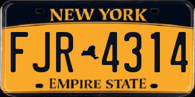 NY license plate FJR4314