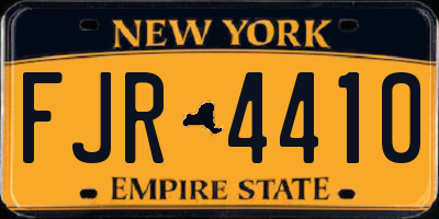 NY license plate FJR4410