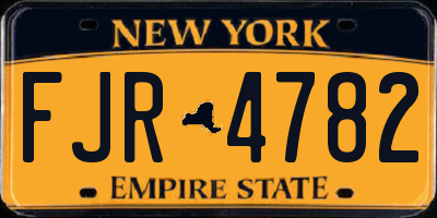 NY license plate FJR4782