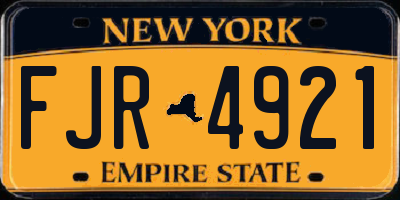 NY license plate FJR4921