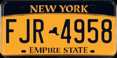 NY license plate FJR4958