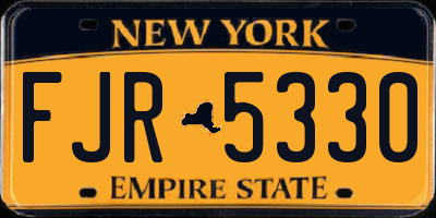 NY license plate FJR5330