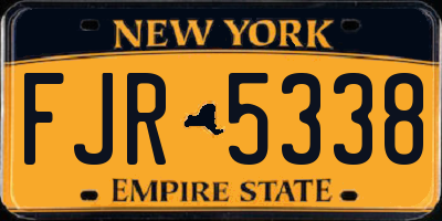 NY license plate FJR5338