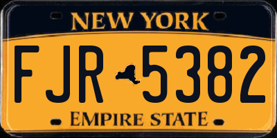 NY license plate FJR5382