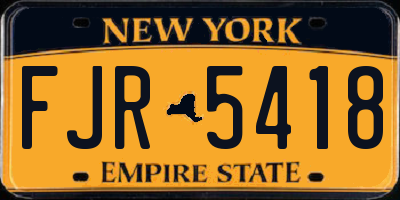 NY license plate FJR5418