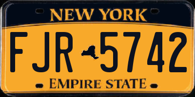 NY license plate FJR5742