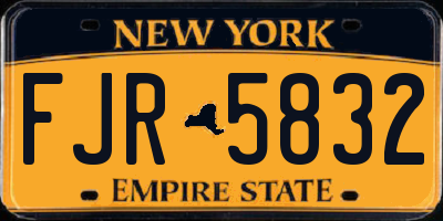 NY license plate FJR5832