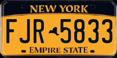 NY license plate FJR5833